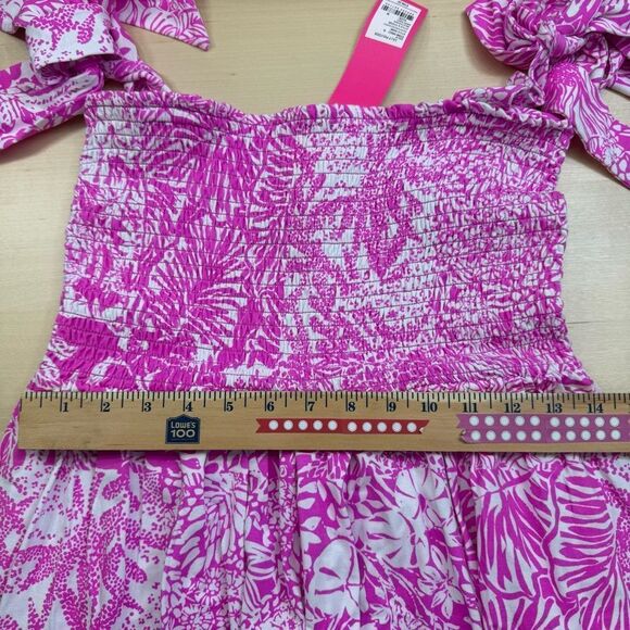Lilly Pulitzer Rivera Dress Smocked Wild Fuchsia Medium - Picture 13 of 14